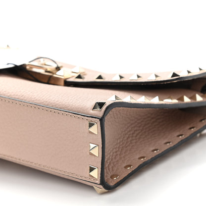 Valentino Garavani Pebbled Calfskin Medium Rockstud Flip Lock Crossbody Bag Poudre 7 of 8