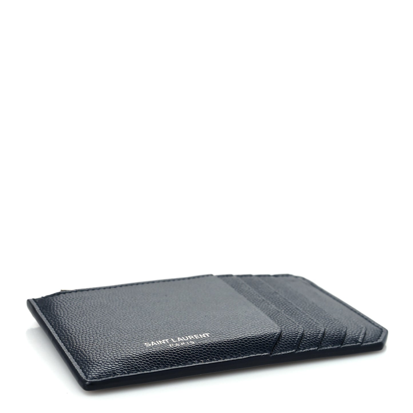 Grained Calfskin 5 Fragments Zip Pouch Card Holder Deep Marine