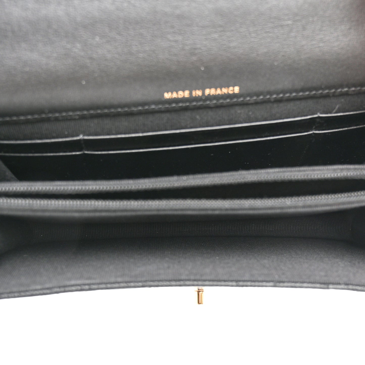 Shiny Caviar Quilted Flap Charm Wallet On Chain WOC Black