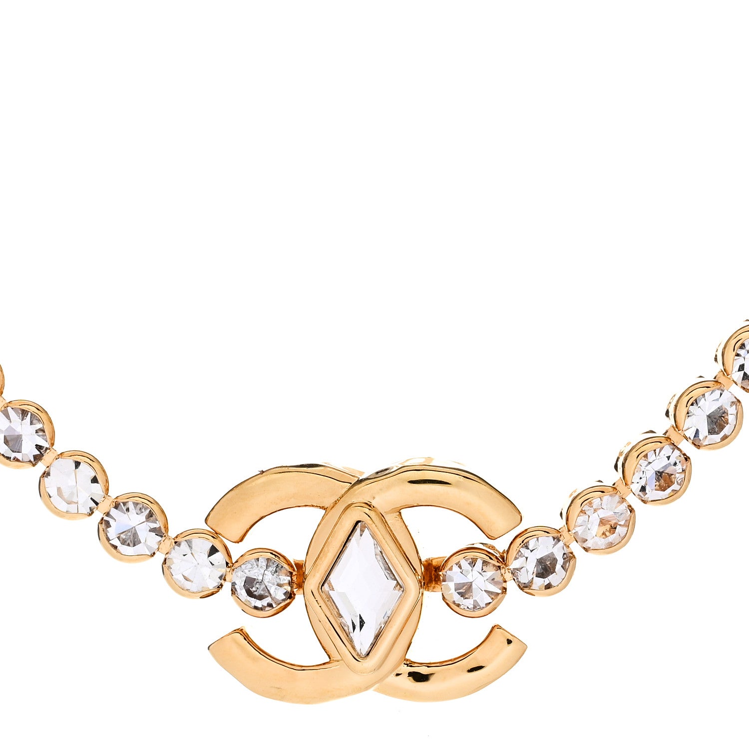 Chanel Metal Crystal CC Marquise Choker Gold 4 of 6