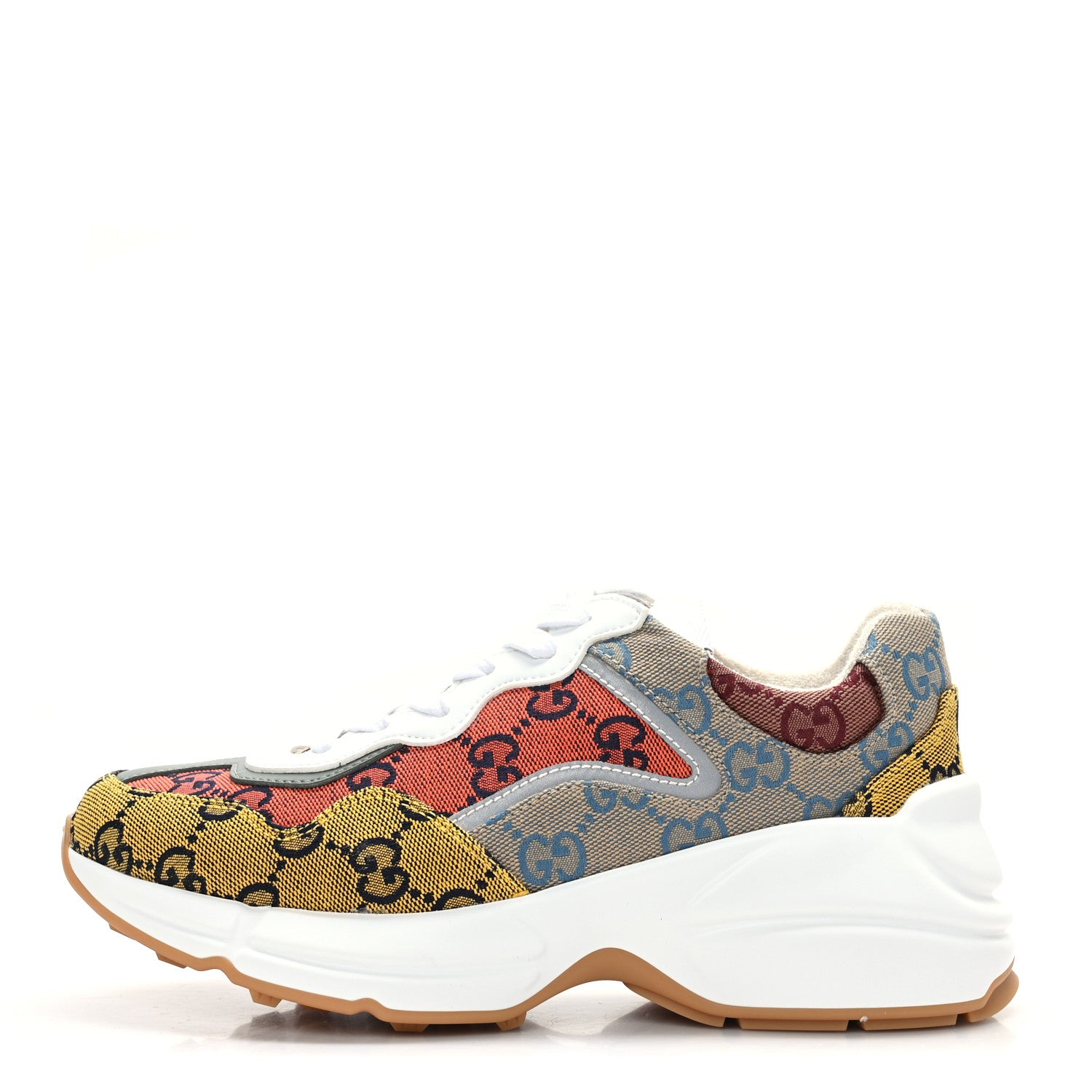 Gucci Monogram Multicolor Demetra Womens Rhyton Sneakers 36 Yellow Blue Great White Tabasco 1 of 6