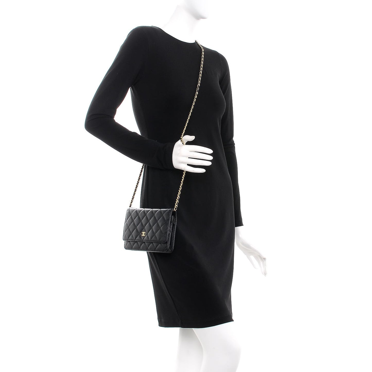 Caviar Quilted Wallet On Chain WOC Black