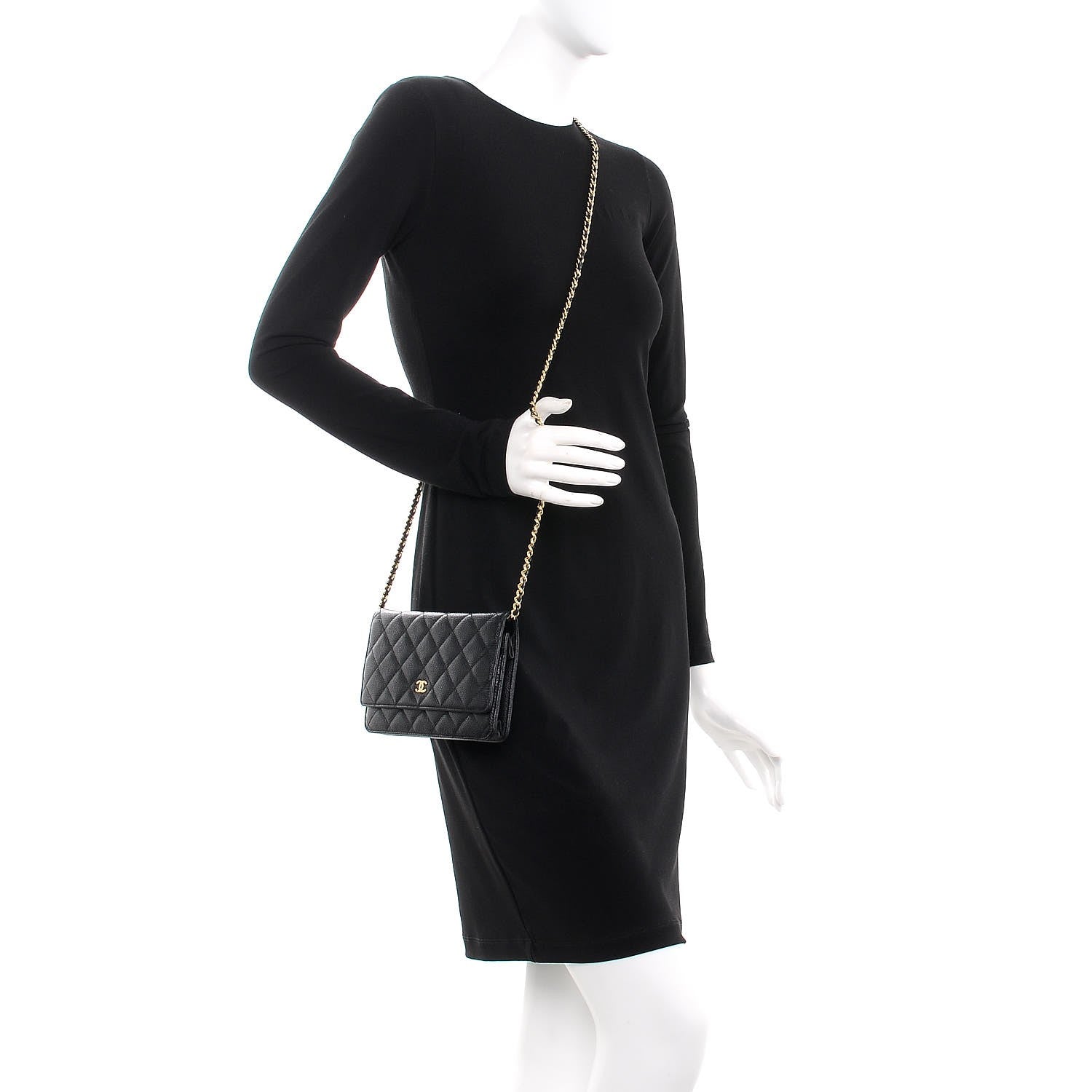 Chanel Caviar Quilted Wallet On Chain WOC Black 2 of 8