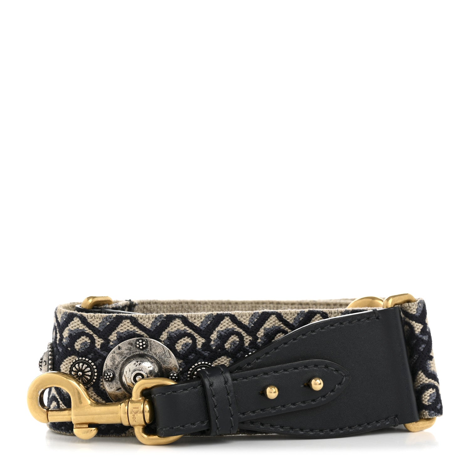 Christian Dior Oblique Studded Shoulder Strap Blue 1 of 7