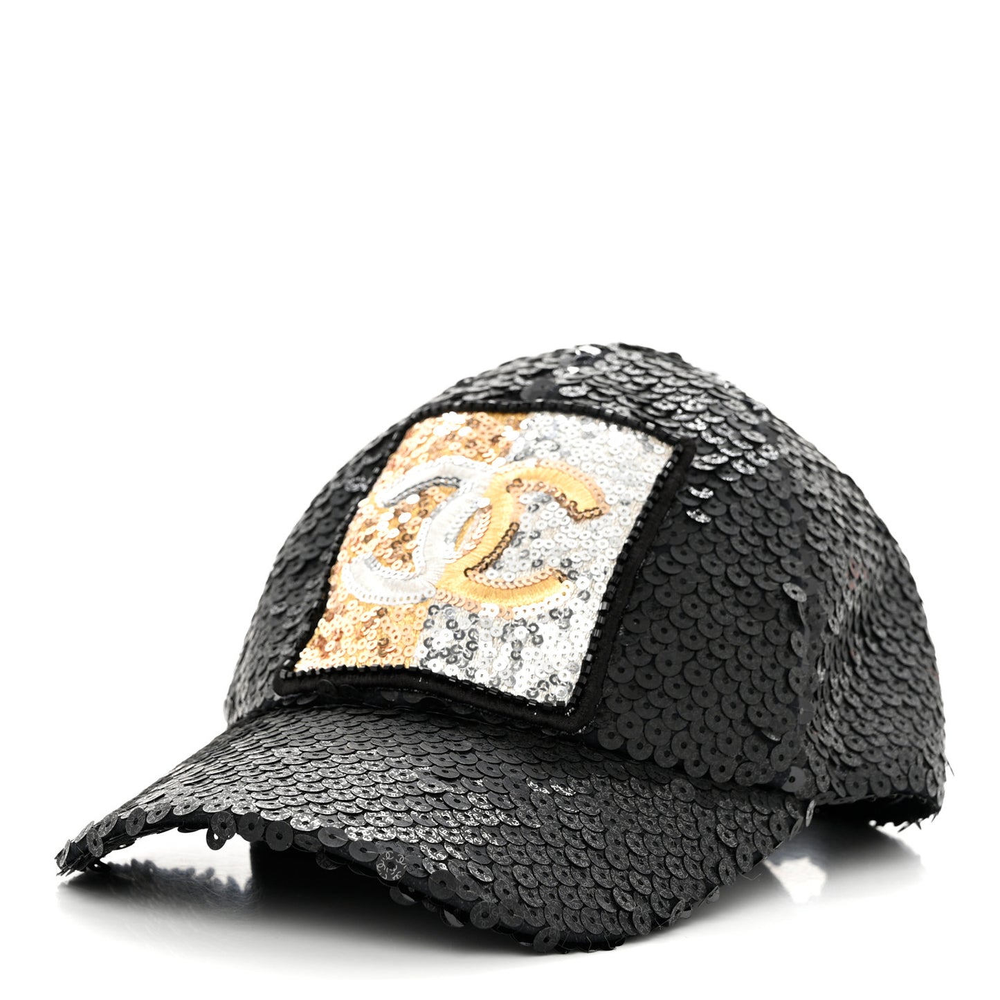 Sequin Embellished CC Baseball Cap Hat Black