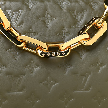 Louis Vuitton Lambskin Embossed Monogram Coussin MM Khaki 7 of 9