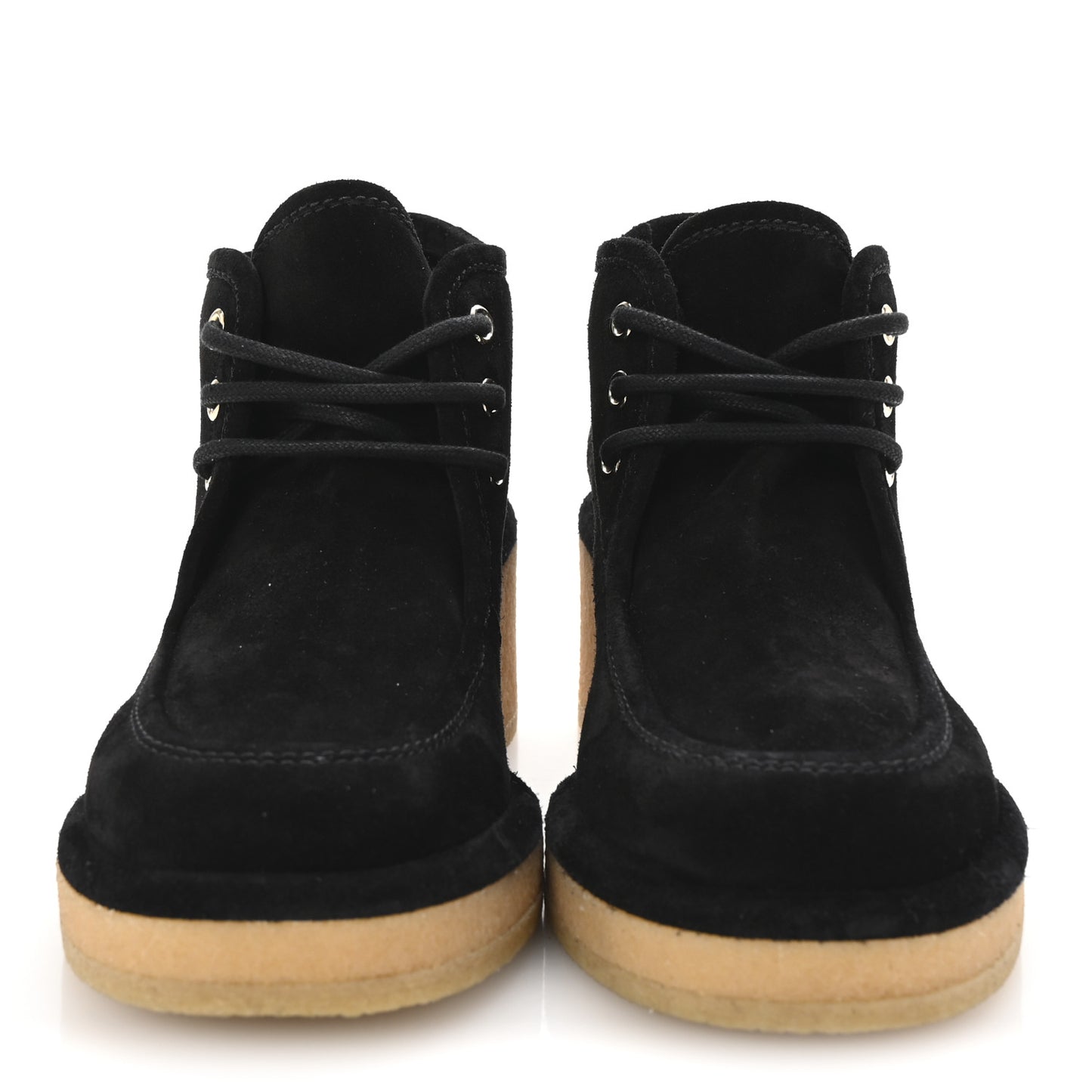 Suede Calfskin Lace Up Wedge Booties 36.5 Black