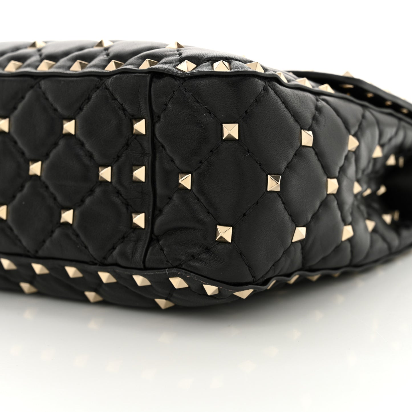 Lambskin Medium Rockstud Spike Shoulder Bag Black