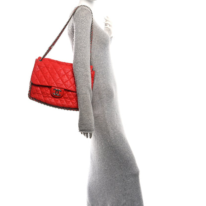 Chanel Washed Lambskin Quilted Maxi Chain Around Flap Red 2 of 12