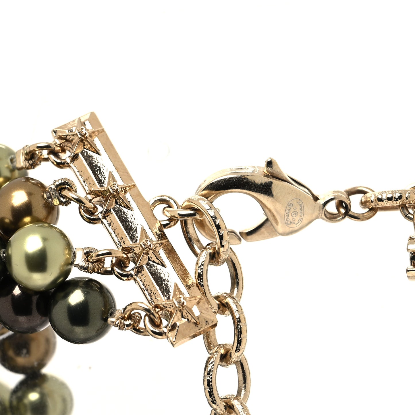 Metal Textured Bead CC Star Choker Necklace Gold Multicolor