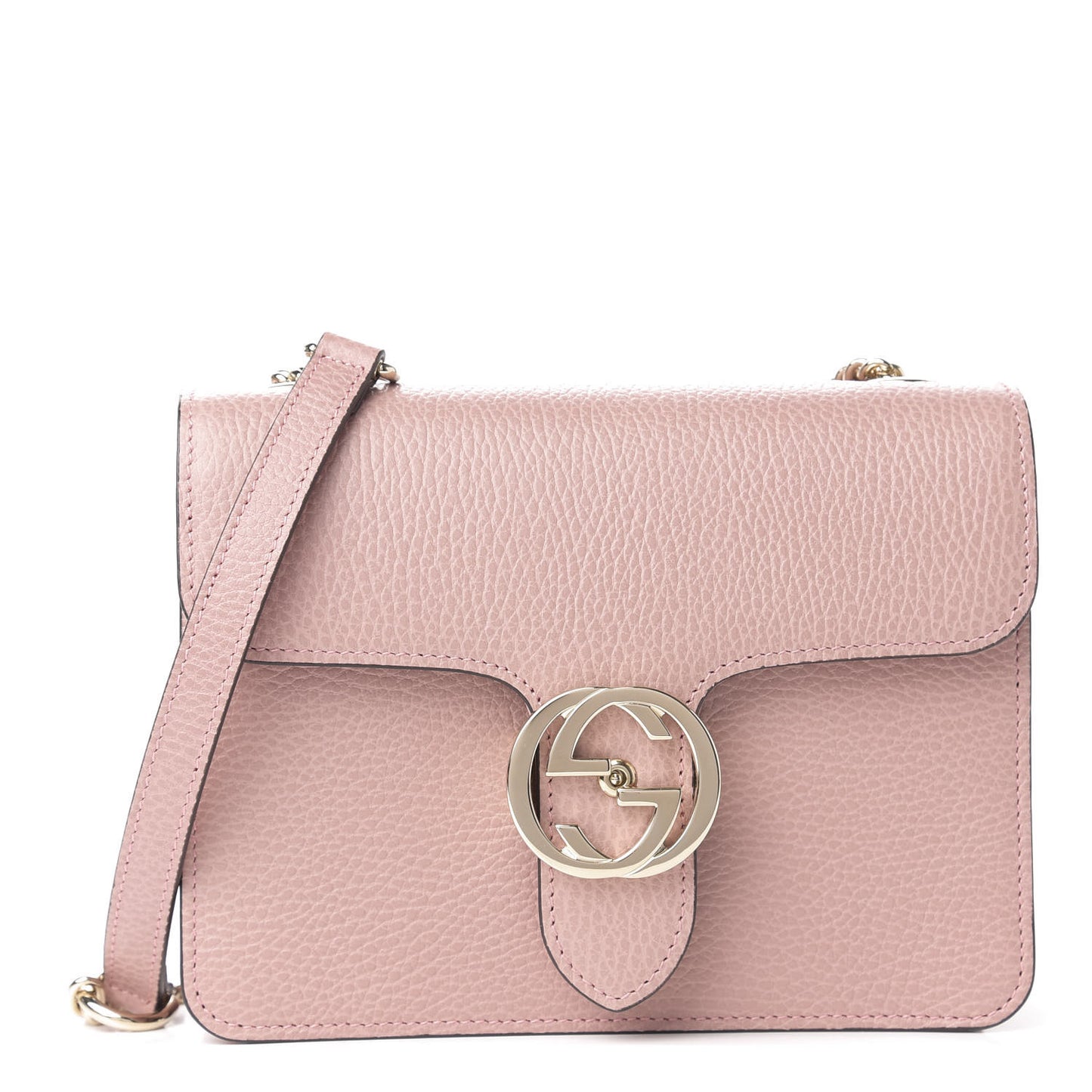Dollar Calfskin Small Interlocking G Shoulder Bag Soft Pink