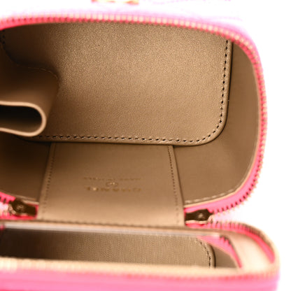 Chanel Patent Quilted Pearl Crush Mini Vanity Case With Chain Neon Pink 5 of 12