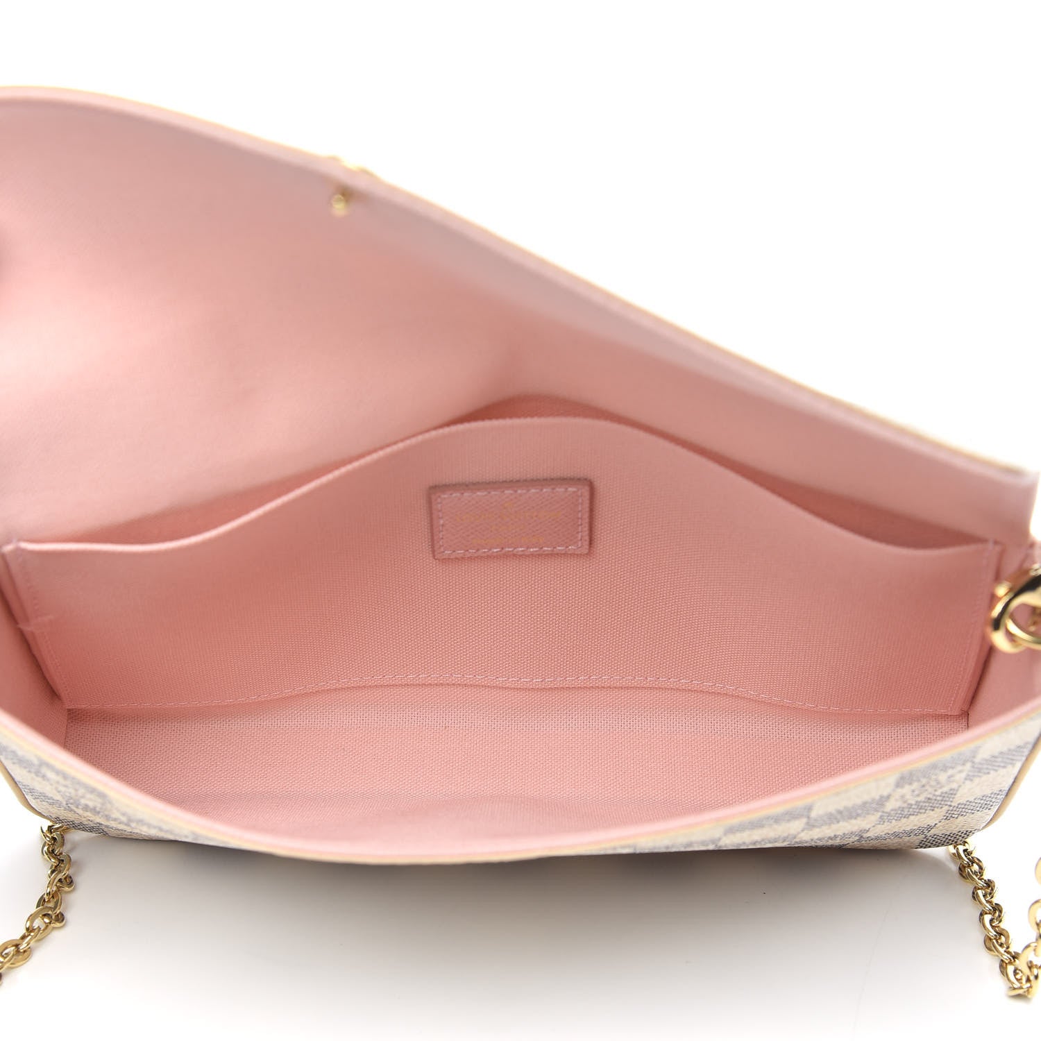 Louis Vuitton Damier Azur Pochette Felicie Chain Wallet Rose Ballerine 5 of 9