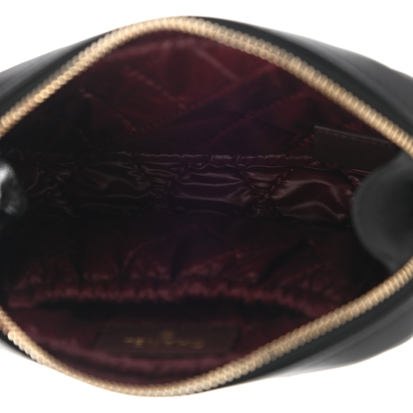 Lambskin Quilted Small Curvy Pouch Cosmetic Case Black