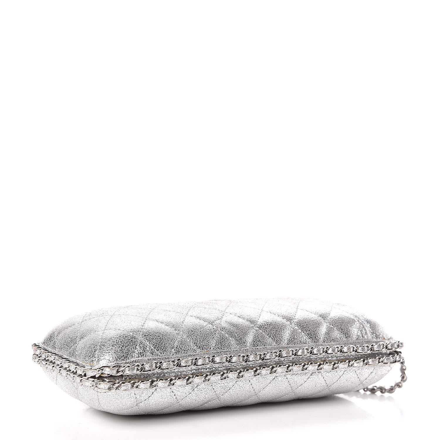 Chanel Metallic Lambskin Small Chain Around Clutch Silver 4 of 15