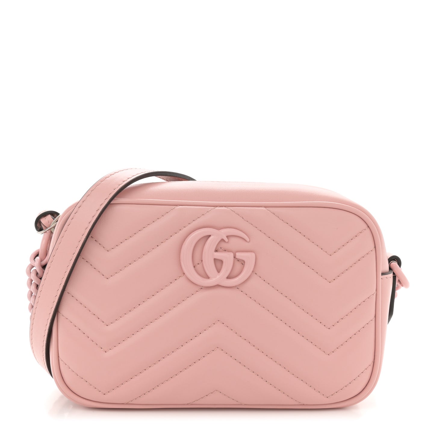 Calfskin Matelasse Monochrome Mini GG Marmont Chain Shoulder Bag Perfect Pink