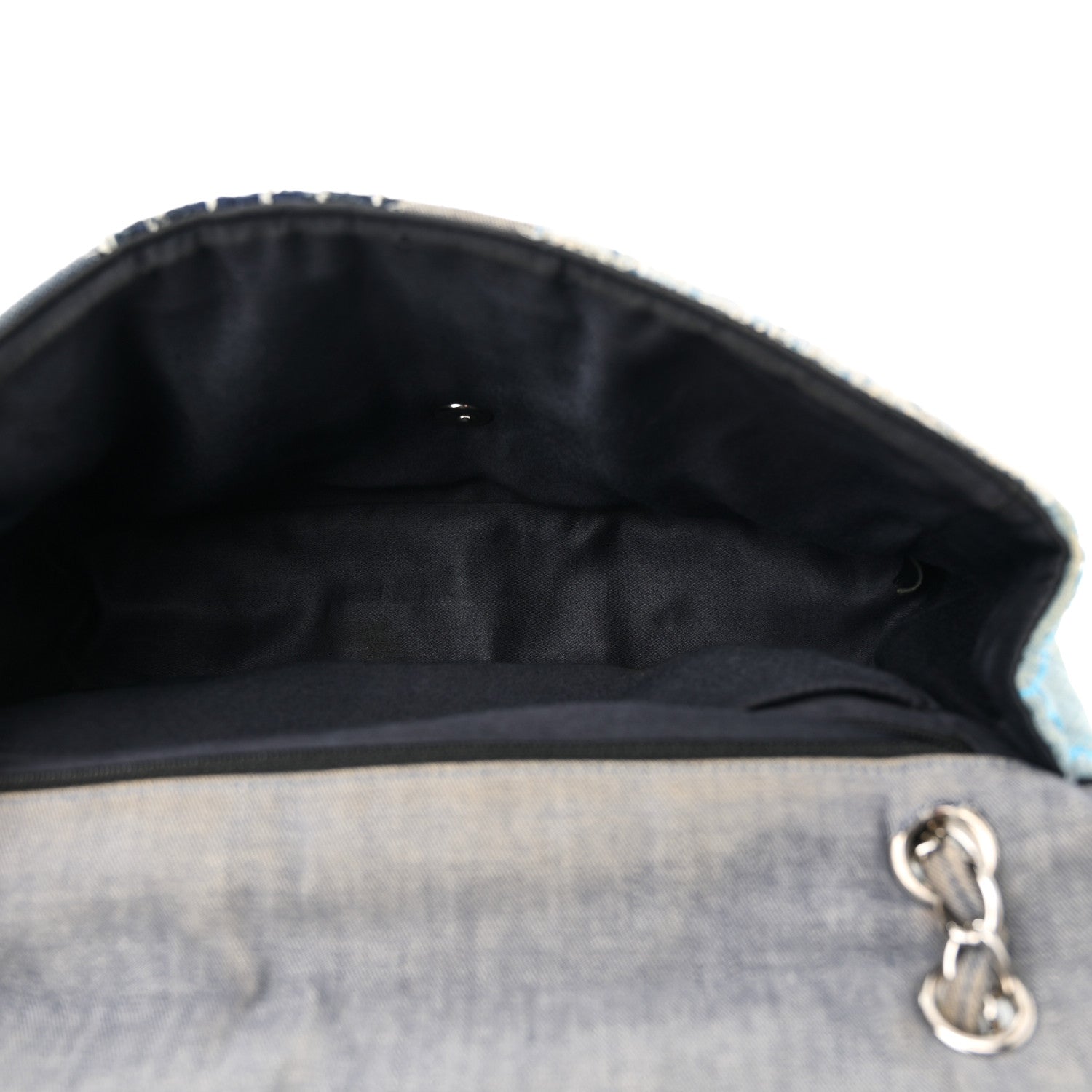Chanel Denim Tweed Patchwork Jumbo Single Flap Blue 5 of 10