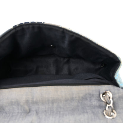 Chanel Denim Tweed Patchwork Jumbo Single Flap Blue 5 of 10