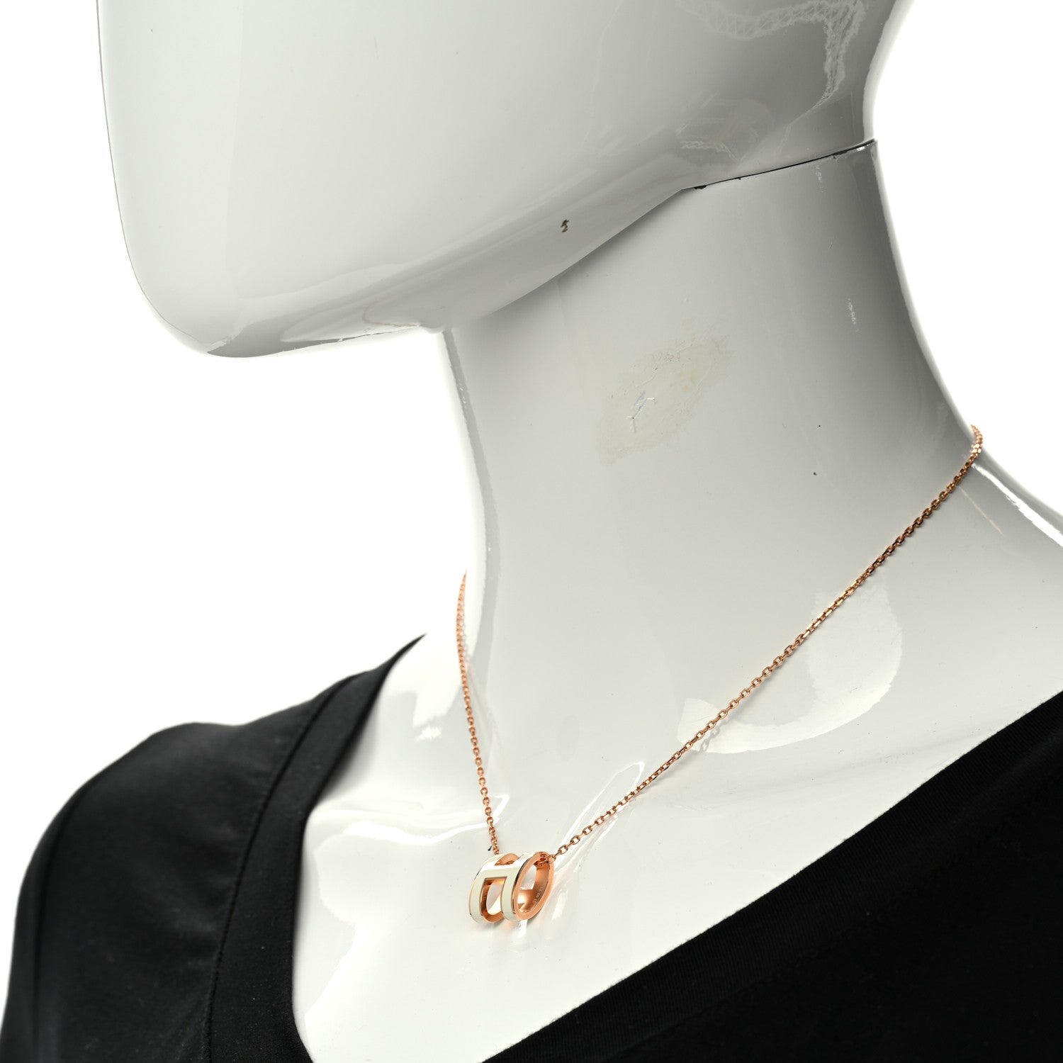 Hermes Lacquered Rose Gold Pop H Pendant Necklace White 2 of 6