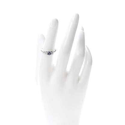 Tiffany Platinum Diamond Blue Sapphire Three-Stone Ring 53 6.25 2 of 5