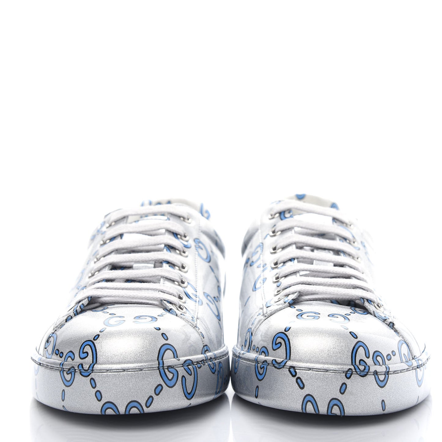 Miro Rubber Wax GucciGhost Print Mens New Ace Sneakers 9 Silver