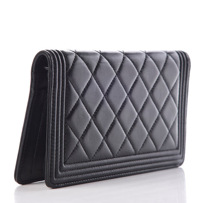 Chanel Lambskin Quilted Boy Yen Wallet Black 3 of 13