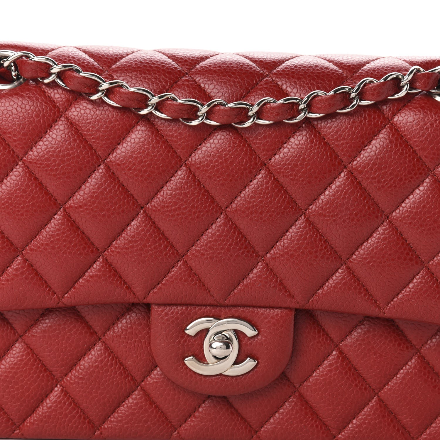 Chanel Caviar Quilted Medium Double Flap Dark Red 11 of 12