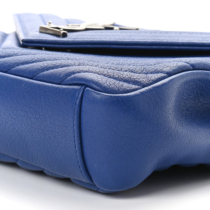 Saint Laurent Sheepskin Matelasse Chevron Monogram Medium College Bag Royal Blue 7 of 9