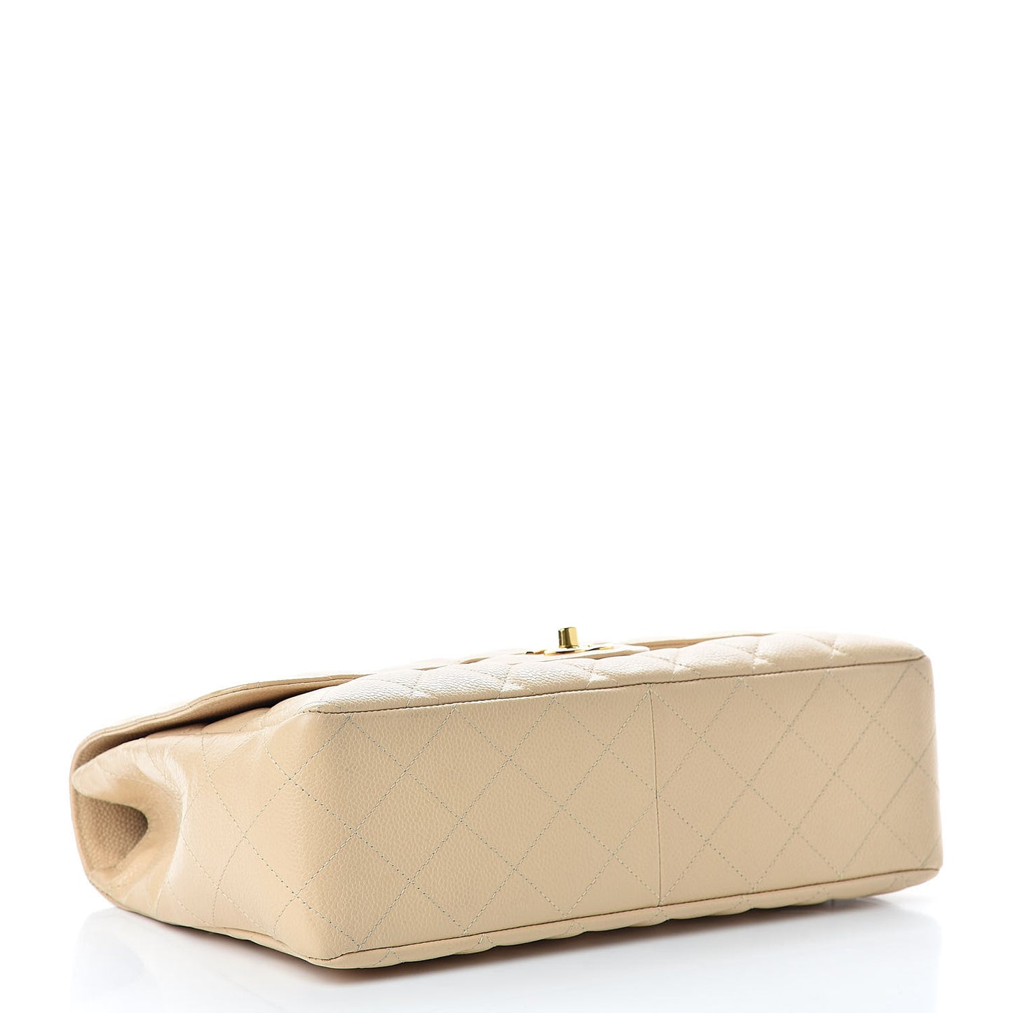 Caviar Quilted Jumbo Single Flap Beige Clair