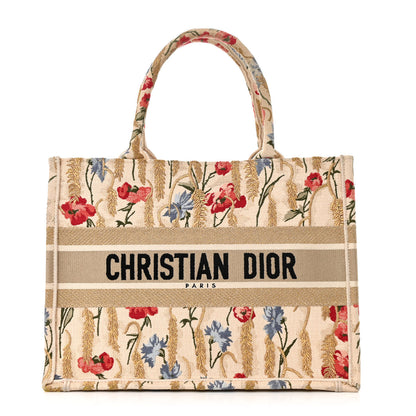 Christian Dior Canvas Embroidered Medium Hibiscus Book Tote Beige Multicolor 1 of 19