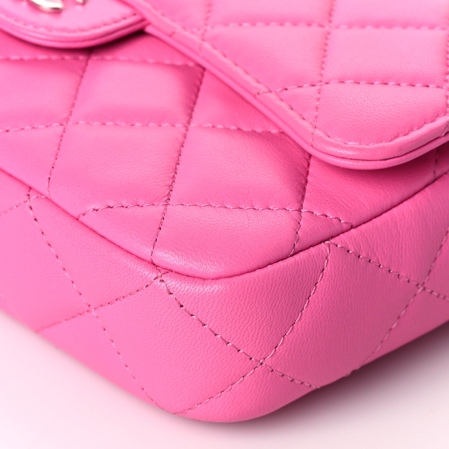 Chanel Lambskin Quilted Flap Phone Holder With Chain Neon Pink 11 of 12