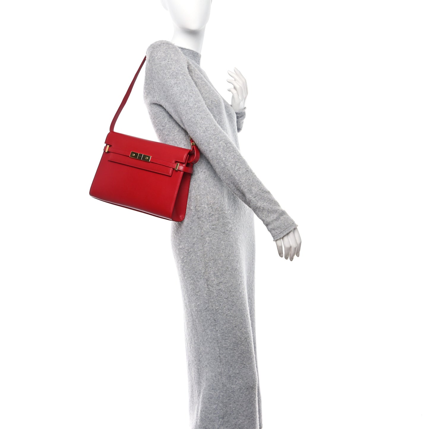 Smooth Calfskin Manhattan Shoulder Bag Rouge Eros