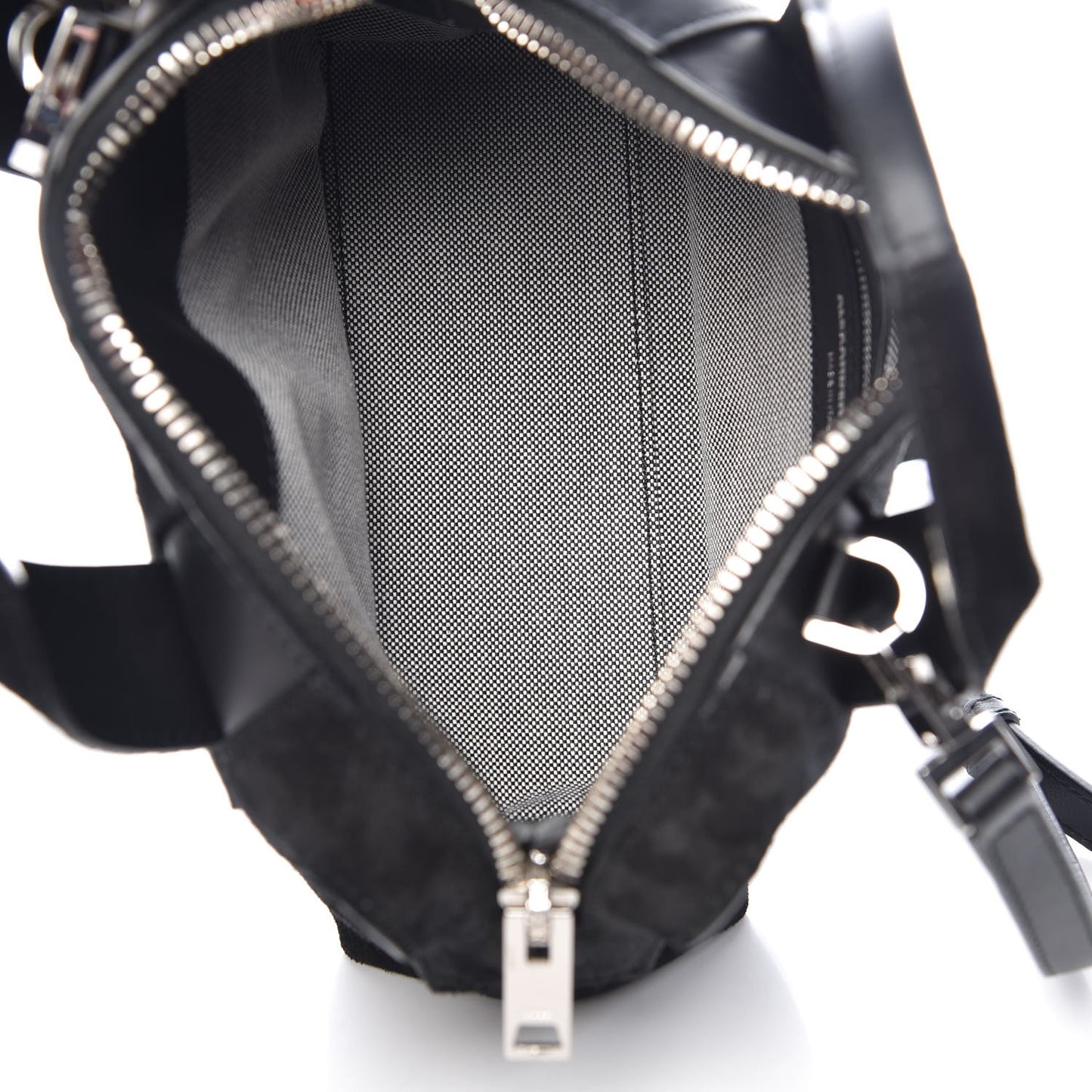 Suede Calfskin Small Rogue Satchel Black Silver Hardware