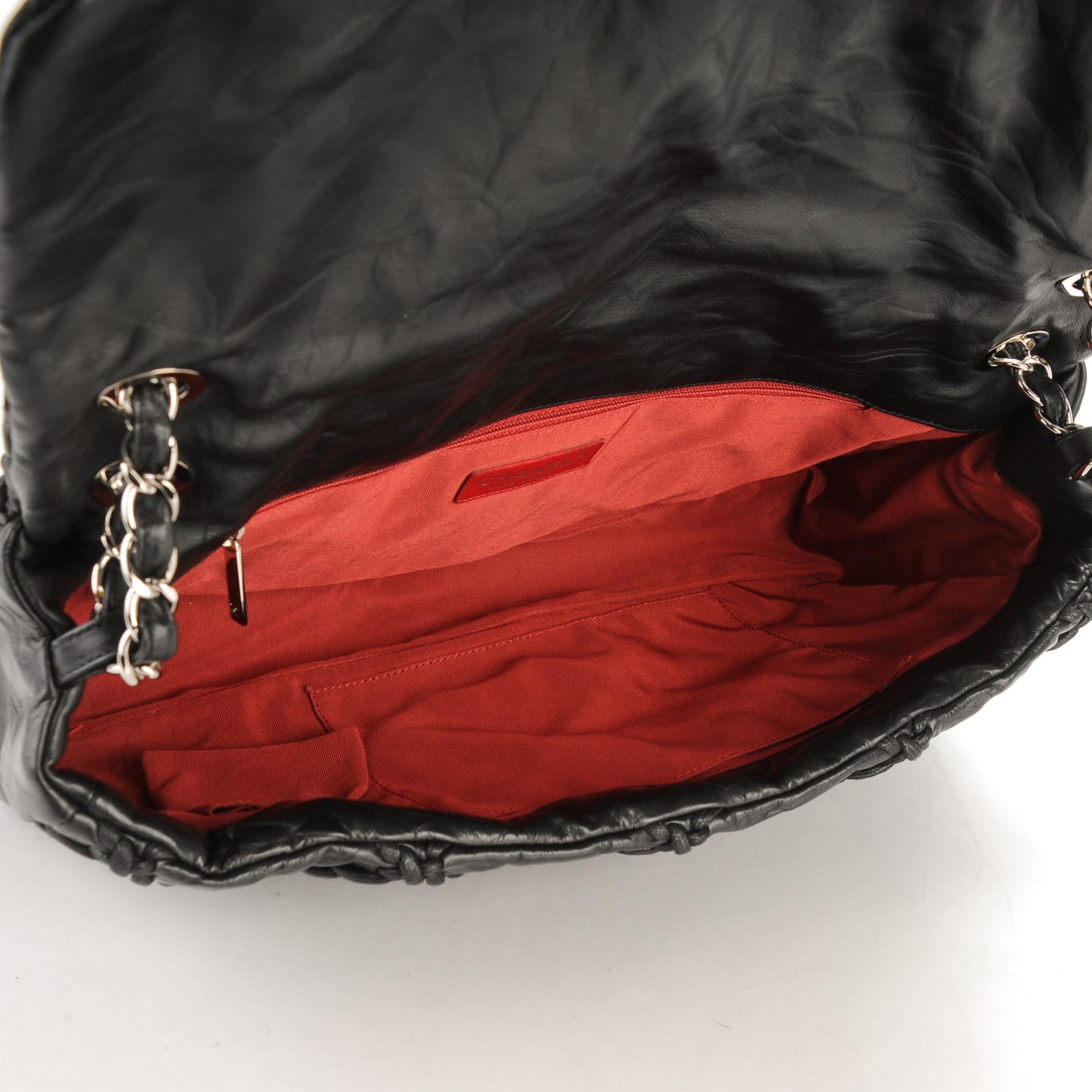 Calfskin Ultra Stitch Oversize Flap Black