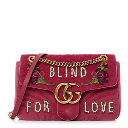 Gucci Velvet Matelasse Blind for Love Embroidered Medium GG Marmont Shoulder Bag Light Raspberry Rose Multicolor 1 of 13