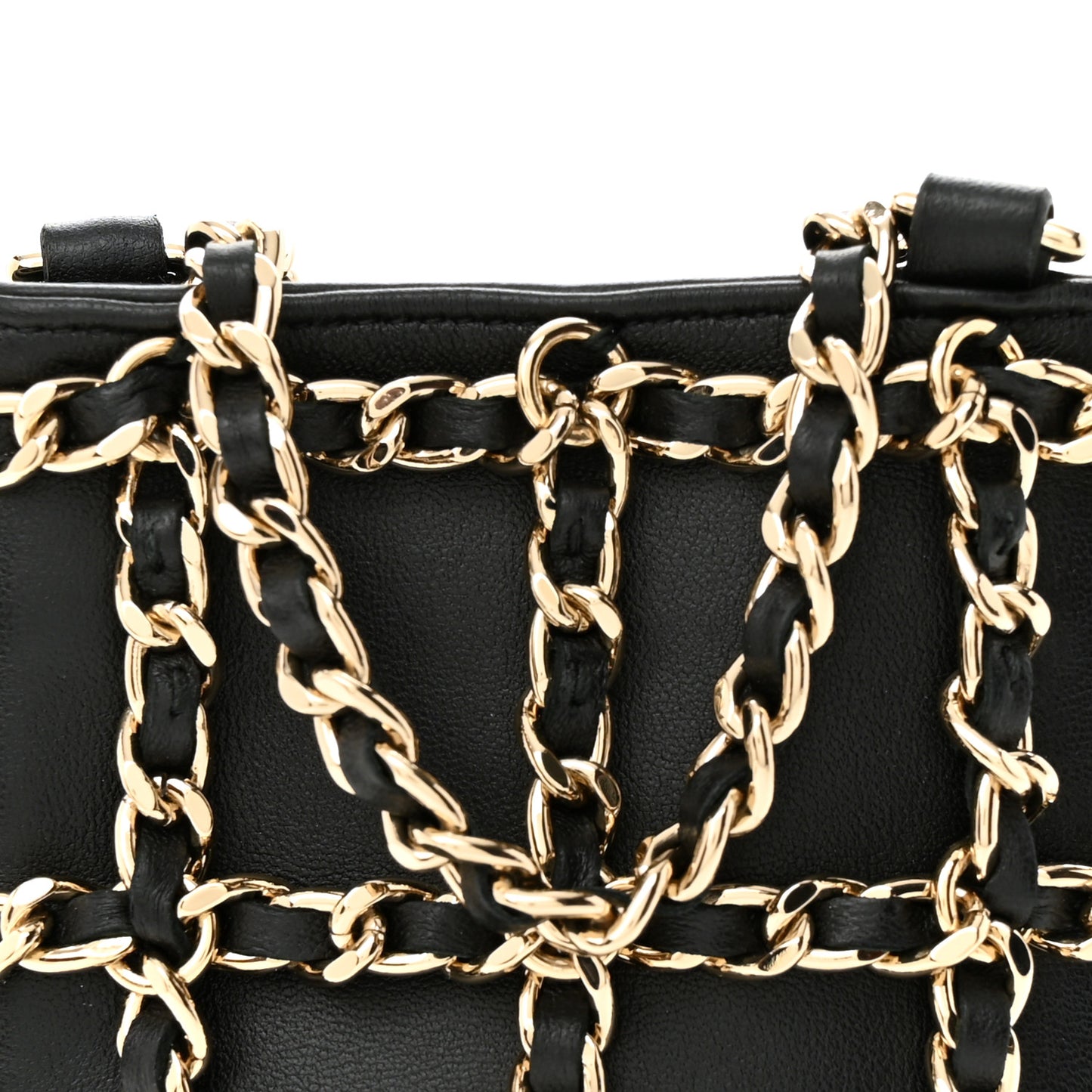 Lambskin Tech Me Out Clutch With Chain Black