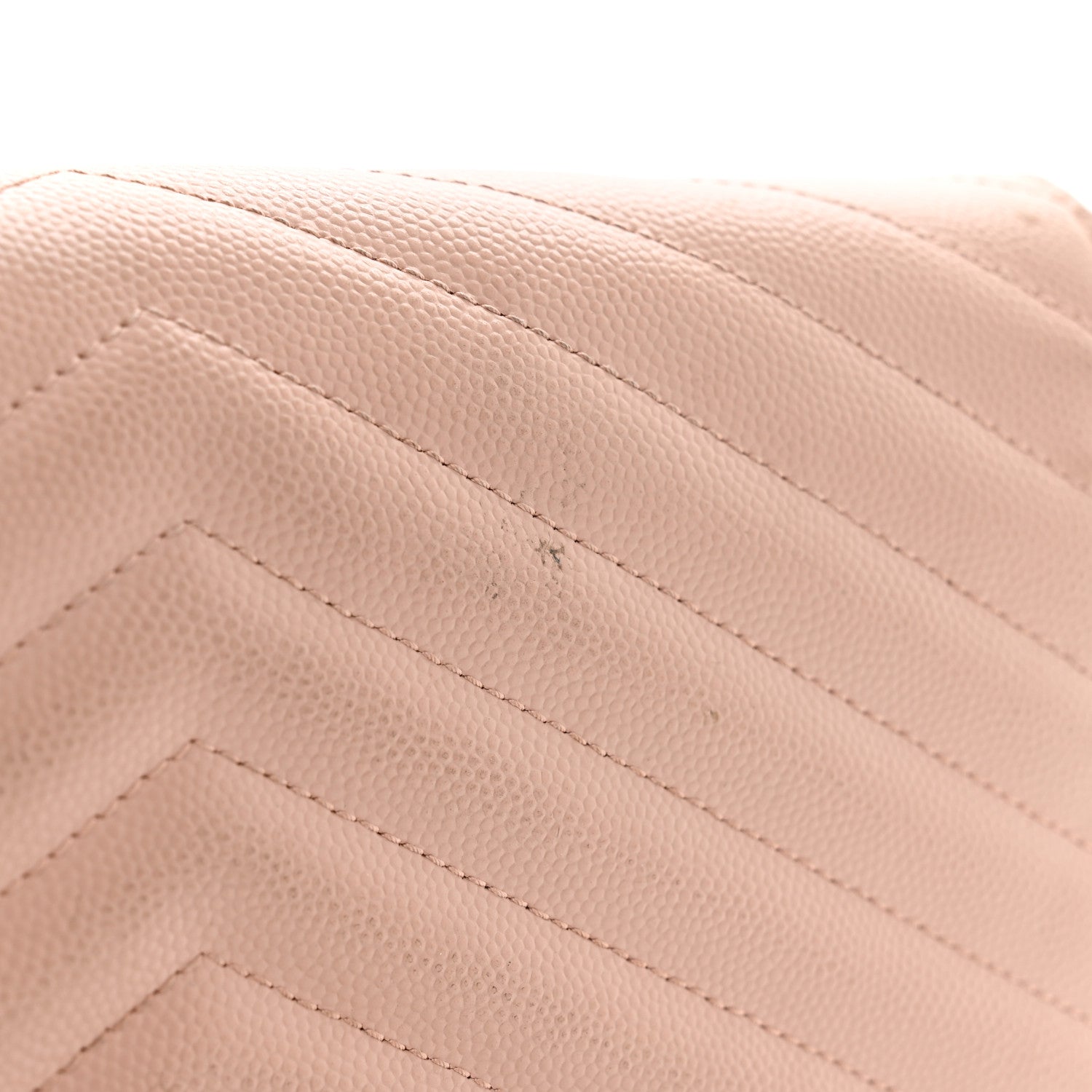 Saint Laurent Grain De Poudre Matelasse Chevron Monogram Chain Wallet Pale Blush 14 of 14