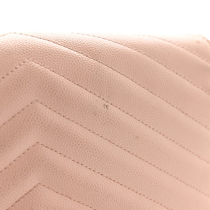 Saint Laurent Grain De Poudre Matelasse Chevron Monogram Chain Wallet Pale Blush 14 of 14