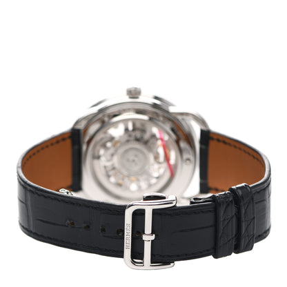 Hermes Stainless Steel Alligator 41mm Arceau Squelette Automatic Watch Noir 6 of 10