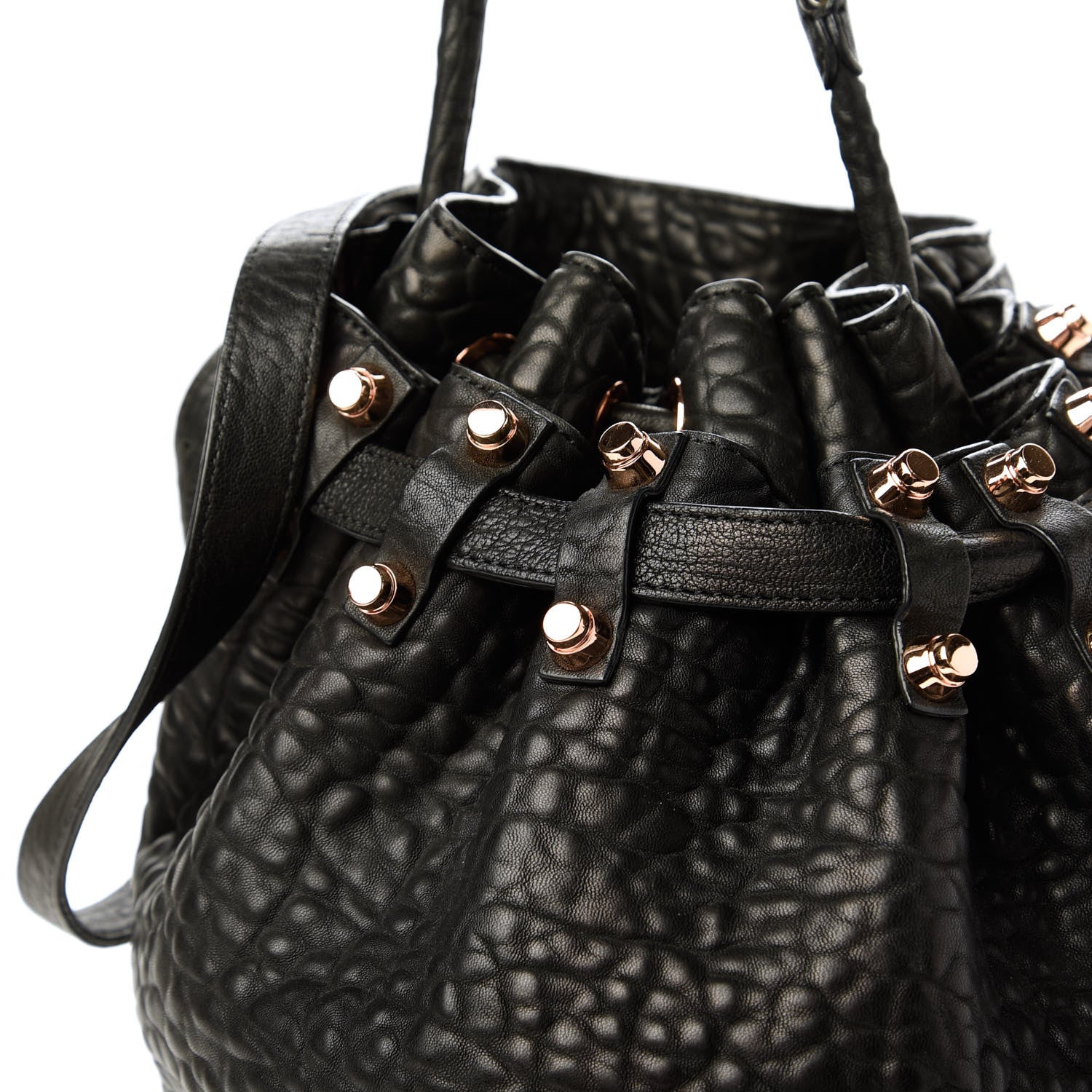 Alexander Wang Pebbled Lambskin Diego Bucket Black Rose Gold Hardware 10 of 10