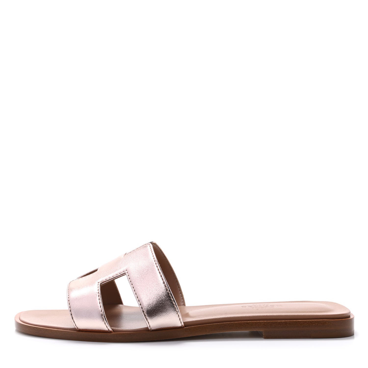 Hermes Metallic Nappa Oran Sandals 37 Rose Dore 1 of 7