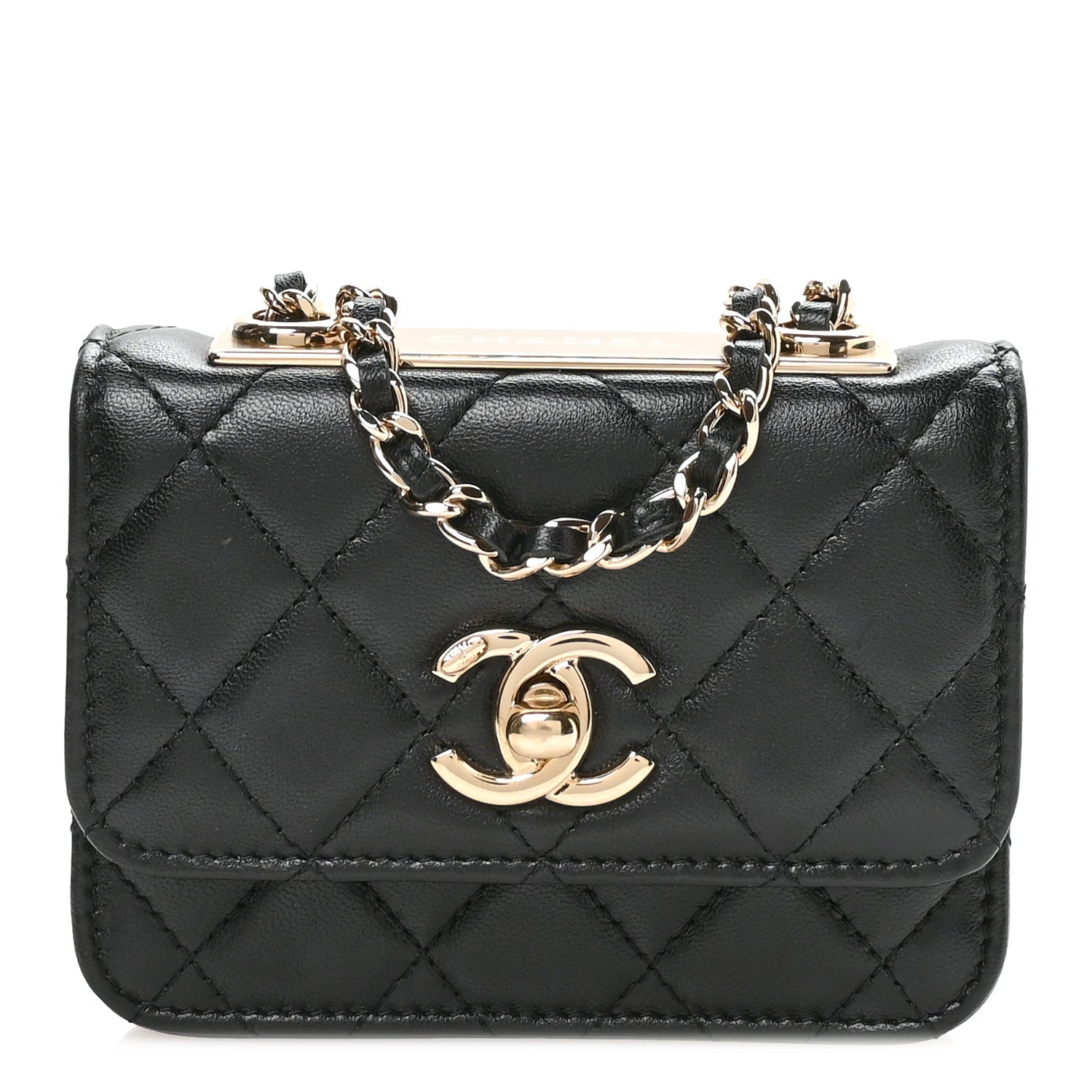 Chanel Lambskin Quilted Trendy CC Card Holder On Chain Black 2 of 23
