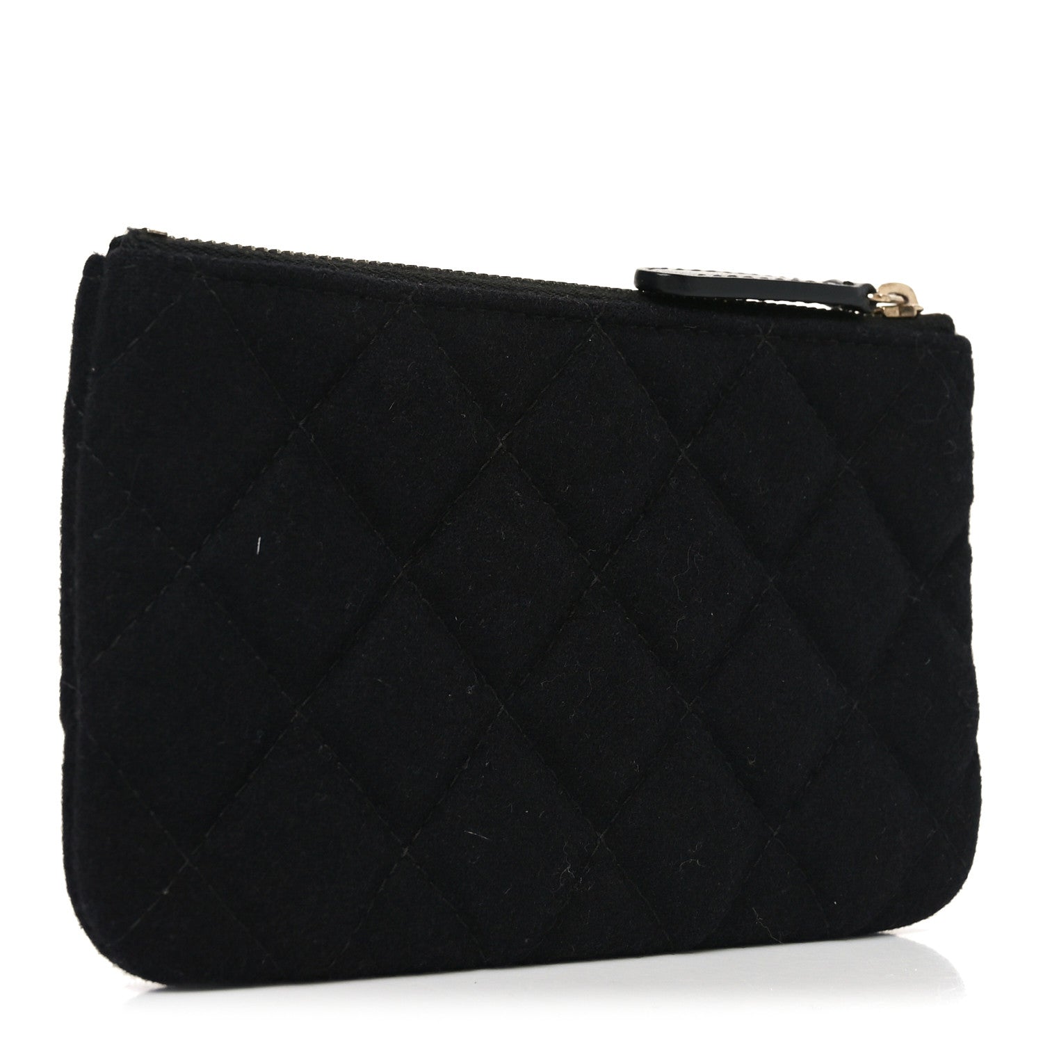 Chanel Wool Quilted Paris-Hamburg Charms Small Cosmetic Case Black 2 of 7