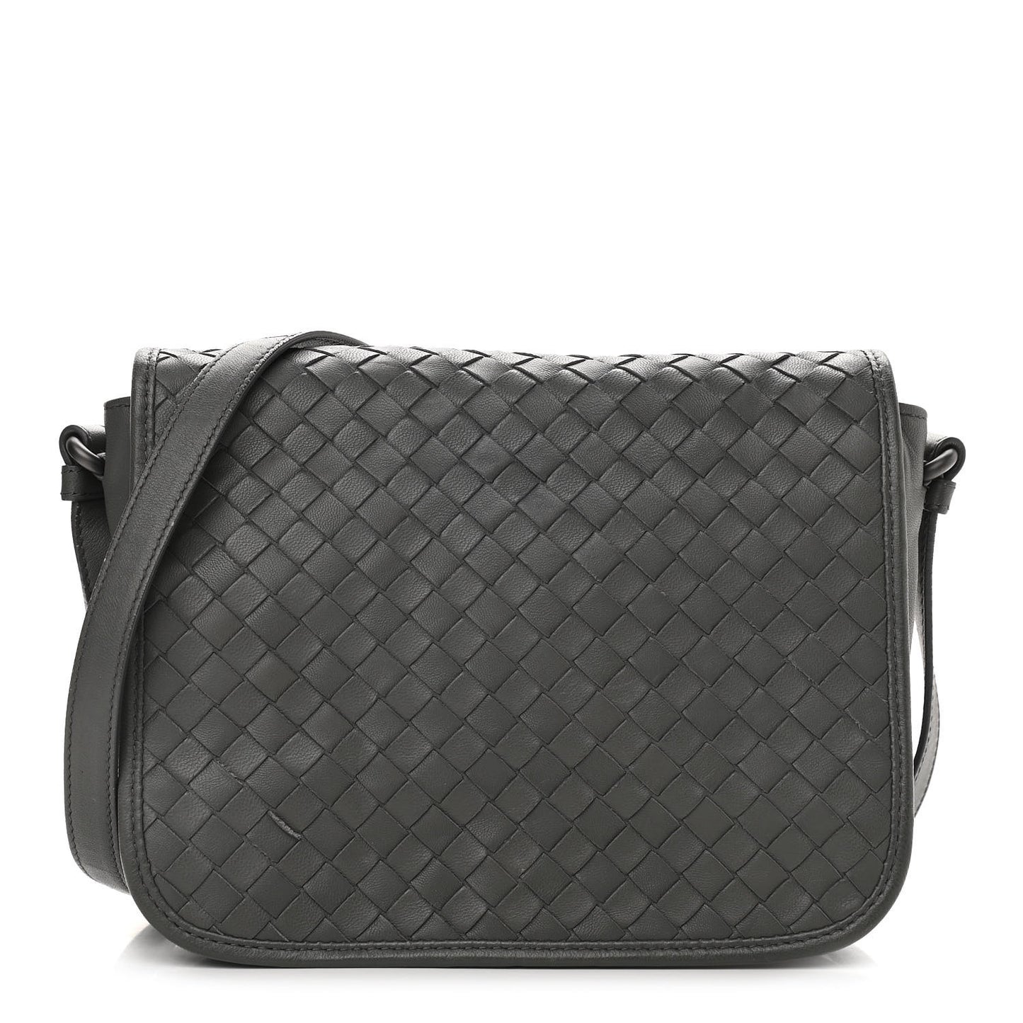 Nappa Intrecciato Flap Crossbody Light Grey