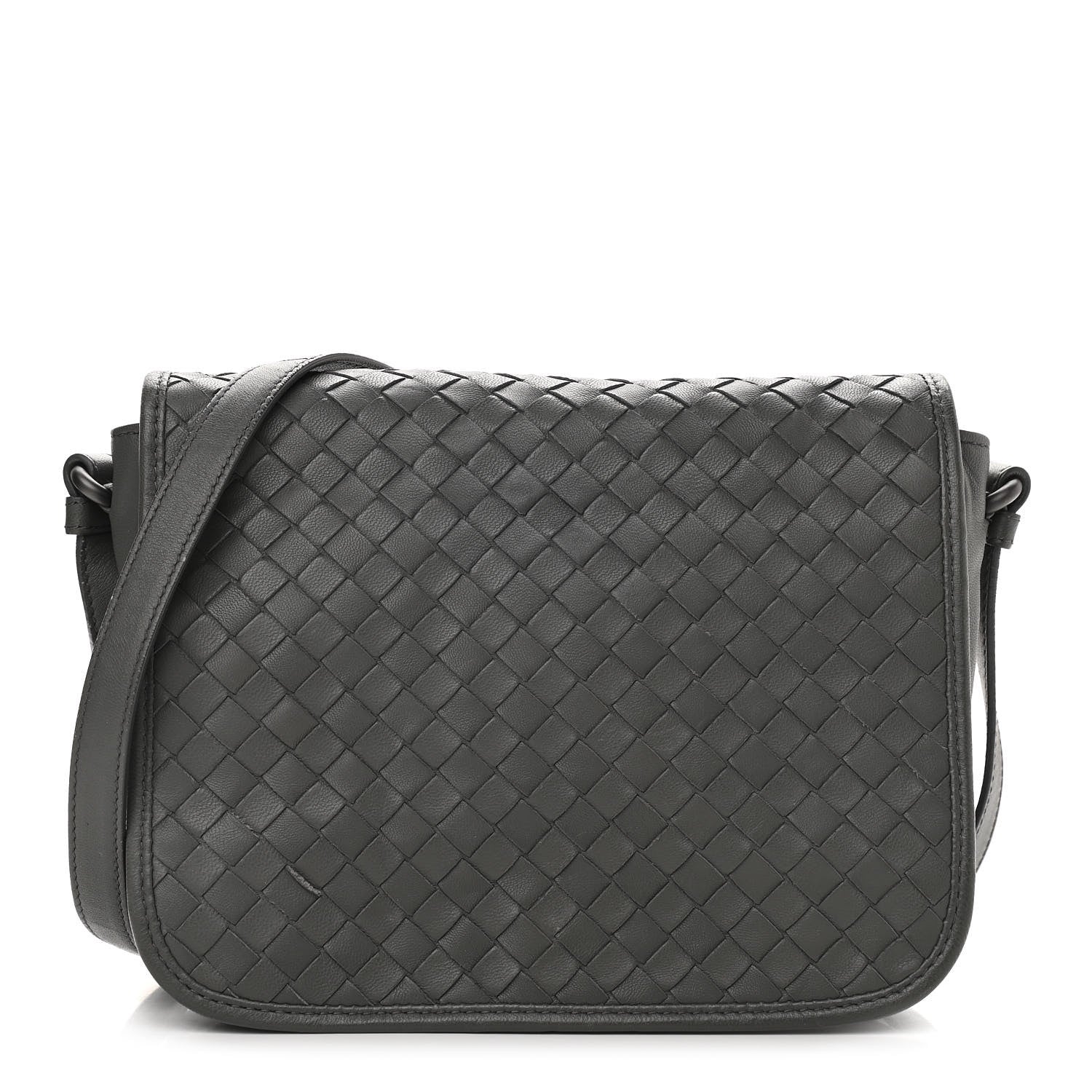 Bottega Veneta Nappa Intrecciato Flap Crossbody Light Grey 1 of 12