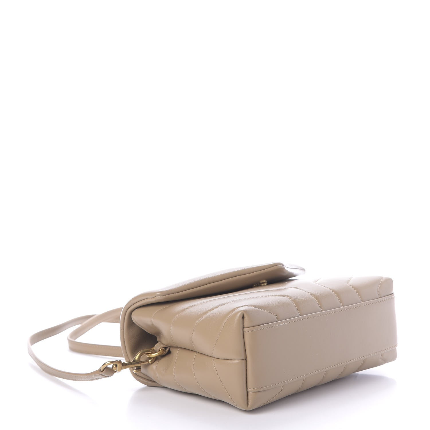 Saint Laurent Calfskin Y Quilted Monogram Toy Loulou Crossbody Bag Dark Beige 4 of 11