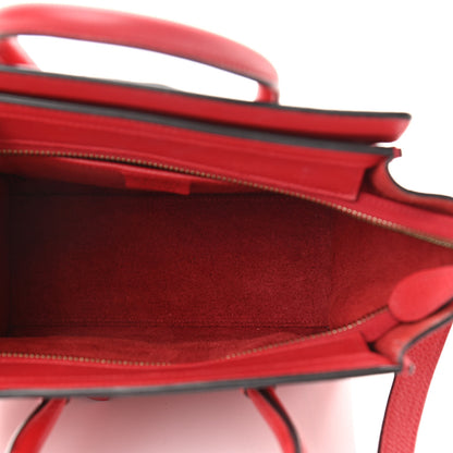 Celine Drummed Calfskin Nano Luggage Red 5 of 12