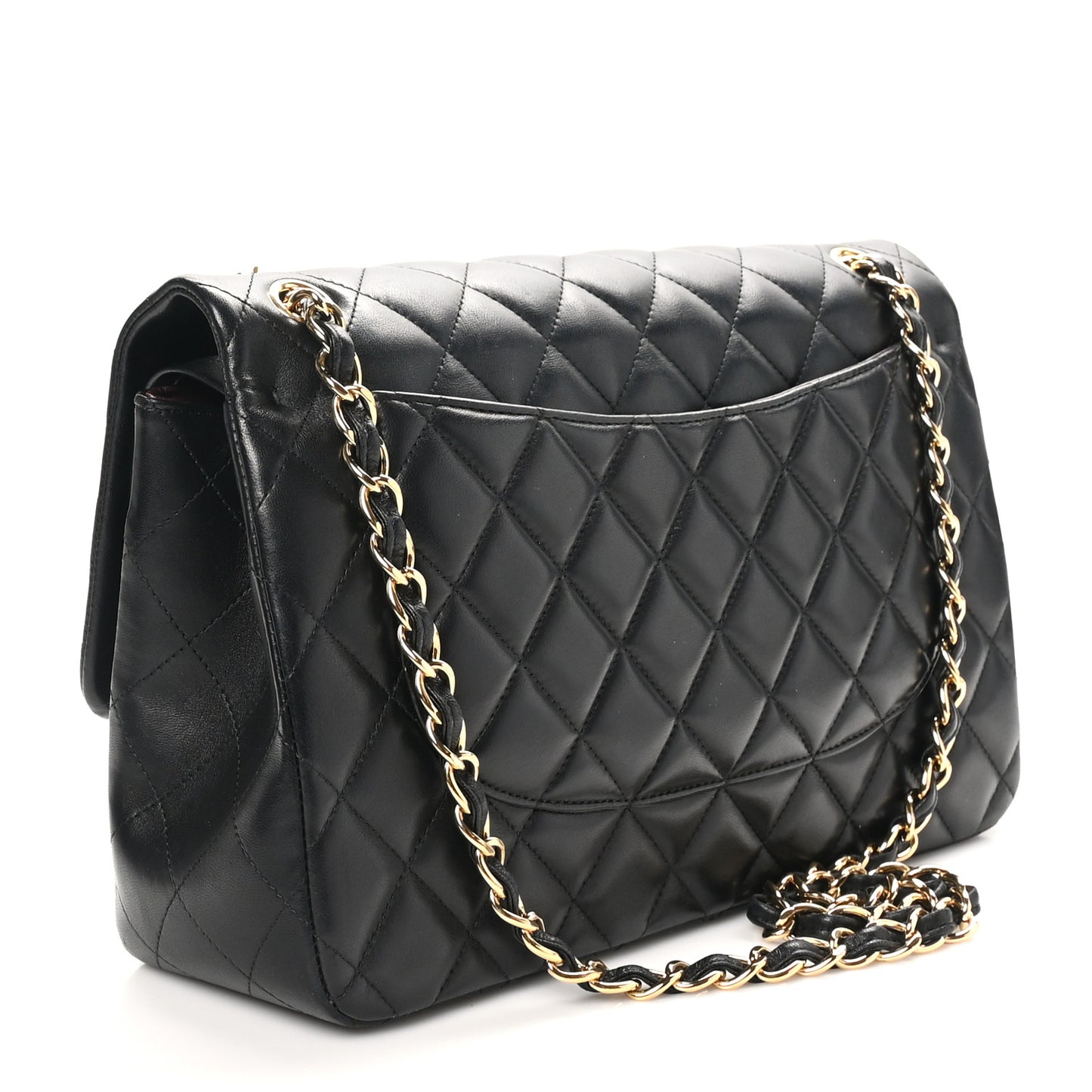 Lambskin Quilted Jumbo Double Flap Black