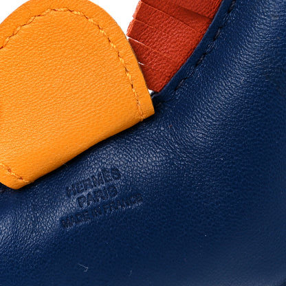 Hermes Milo Lambskin Grigri Rodeo Horse Bag Charm MM Bleu de Malte Cornaline Jaune D'Or 3 of 4