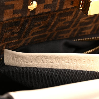 Fendi Vitello Seta Suede FF Mini Peekaboo Iconic Satchel Uovo Sigaro Marrone 8 of 14